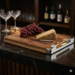 acacia-wood-small-serving-cutting-board-chrome-hardware