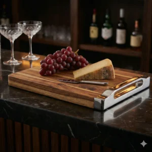 Acacia Wood Small Serving & Cutting Board – Chrome Hardware